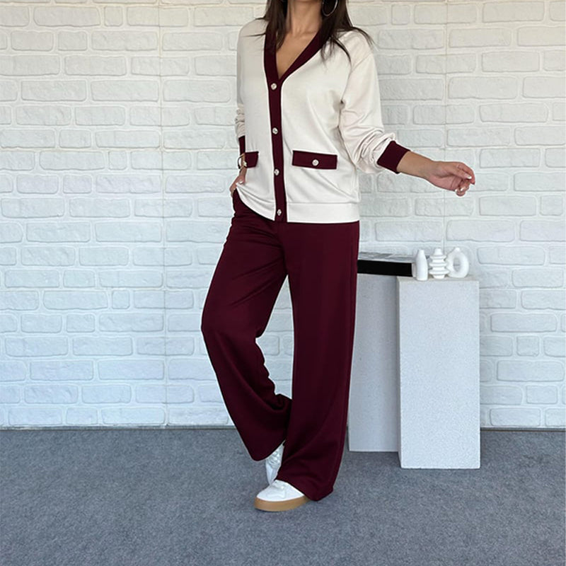 💖 💖Zeitlich begrenztes Angebot – 50 % Rabatt💥💥Zweiteiliges Freizeit-Set für Damen in Blockfarben