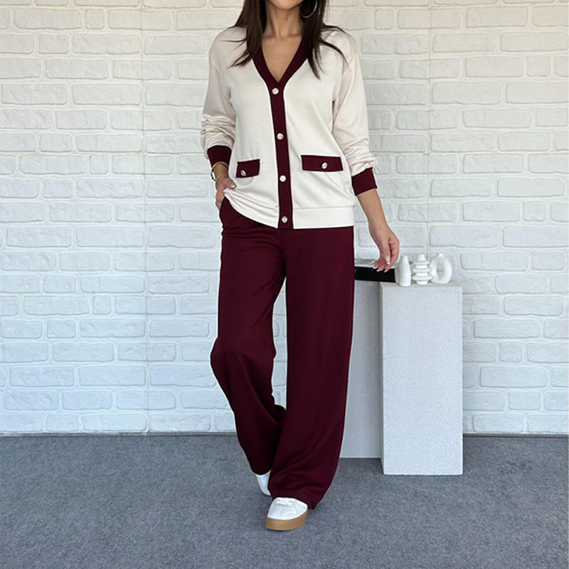 💖 💖Zeitlich begrenztes Angebot – 50 % Rabatt💥💥Zweiteiliges Freizeit-Set für Damen in Blockfarben