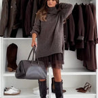 🔥Solange der Vorrat reicht 40 % Rabatt!🎉Damen-Rollkragenpullover-Minikleid-Set