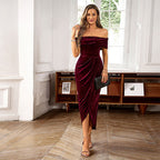 💃Christmas Sale 50% OFF🎉Elegantes, schulterfreies Maxikleid mit Rüschen für Damen