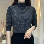 🎅🎁Weihnachtsangebot – 50 % Rabatt⏳Anmutiges Langarm-Top mit Pailletten für Damen