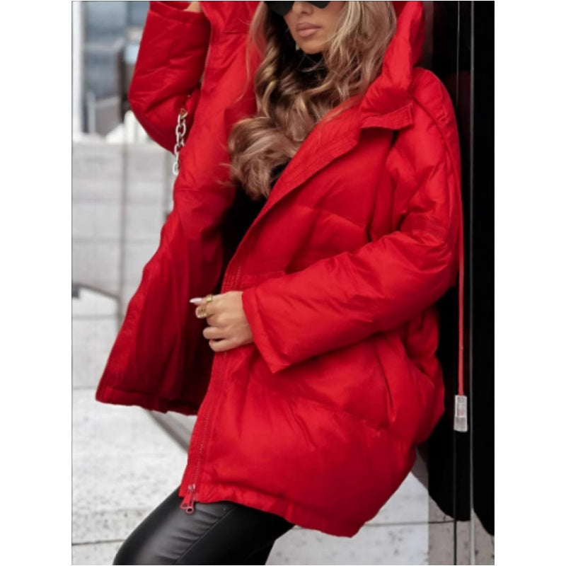 🎅🎁Weihnachtsangebot – 50 % Rabatt⏳Einfarbige Winterjacke mit Kapuze für Damen