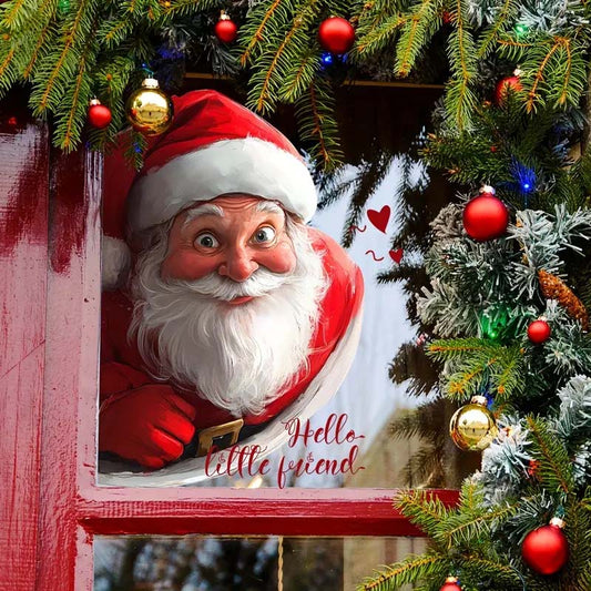 🔥Solange der Vorrat reicht 40 % Rabatt!🎉Weihnachtsmann und Schneeflocke Fensteraufkleber