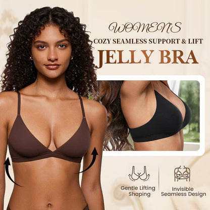 👙50% OFF NOW! Women's Wire‑Free Jelly Support Triangle Bralette‑Seamless Soft Padded Wireless Bra, Gentle Lifting Shaping Invisible Everyday Underwear