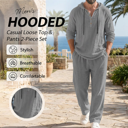 📢📢49 % Rabatt!! ⏰Herren Kapuze Casual Loose Top & Hose 2-teiliges Set