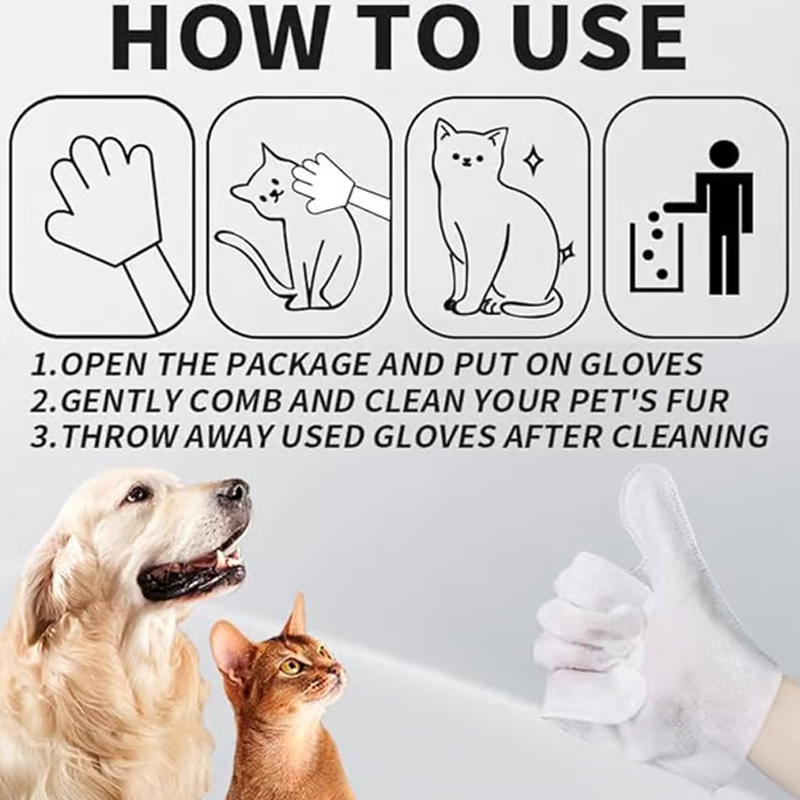 Convenient Efficient Pet Wash-Free Wipes Gloves-4