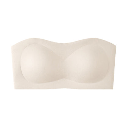 Womens Strapless Bras Push Up Bandeau Bra Non Slip Wireless Supportive Padded Bras Seamless Comfortable Tube Jelly Bra