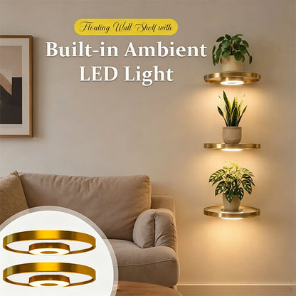 📢📢50% OFF !! ⏰Floating Wall Shelf with Built-in Ambient LED Light