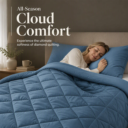 NOW! 3-Piece Quilted Comforter Set with Shams – All Season Cloud Soft Bedding Set, Diamond Quilted Bed Comforter for Bedroom Guest Room