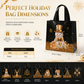 🎄 Black Christmas Non-Woven Gift Tote: 23x22x11cm, Gold Foil Design, Tear-Resistant, Reusable Holiday Bag