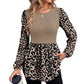 🐆 Make Every Outfit Stand Out with a Touch of Leopard! 💕 Women's Chic Leopard Print Patchwork Tunic Top – Flattering Waist-Defining Design, Elegant Long Sleeves, Soft Fabric & Flowing Peplum Hem for a Beautifully Feminine Everyday Look! ✨