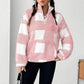 Women's Loose Fit Plaid Patchwork Sherpa Jacket