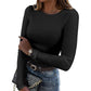 🧶 Ribbed Texture, Easy Everyday Fit | Women's Classic Crew-Neck Knit Top🧥