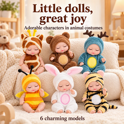 Mini Lifelike Realistic sleeping baby doll set with animal costumes